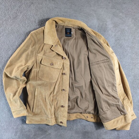 Taylor Stitch Marigold Mens 46 Sand Suede Long Haul Jacket Tan Barn Corduroy Lux - Picture 6 of 11